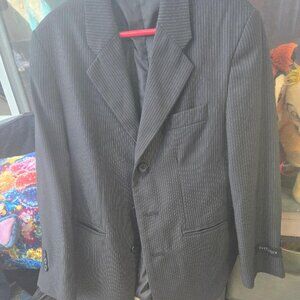 Boys Van Heusen Suit Jacket- Black with white pin stripes- Size 10 Husky